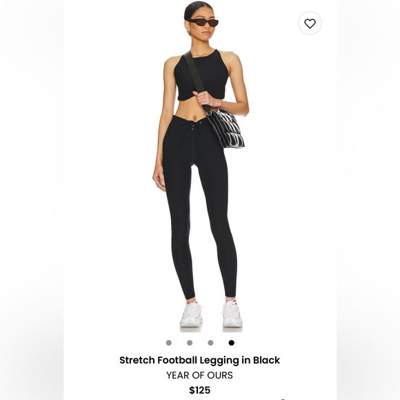 Revolve - Year Of Ours — Stretch Football Leggings in Black- lace up tie detail - Picture 3 of 14
